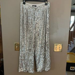Express high waisted cropped sequin pants size small